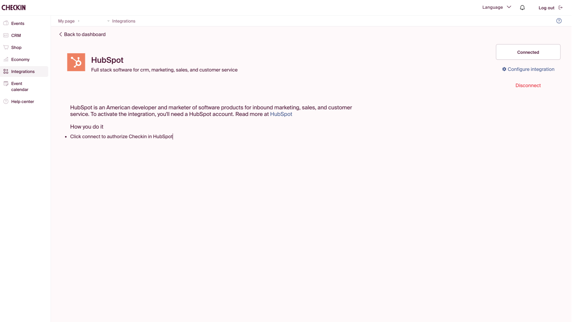 Syncs participant data from Checkin to HubSpot