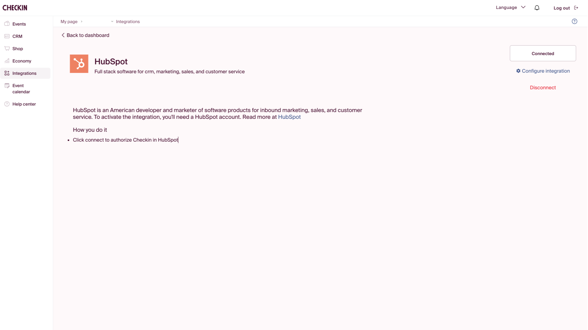 Sync event data from Checkin to HubSpot